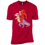 Bigfoot Riding Dinosaurus T-Shirt Funny Bigfoot Santa - Premium Short Sleeve T-Shirt