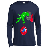 GRINCH HAND HOLDING DETROIT LIONS GLITTER CHRISTMAS PINGPONG