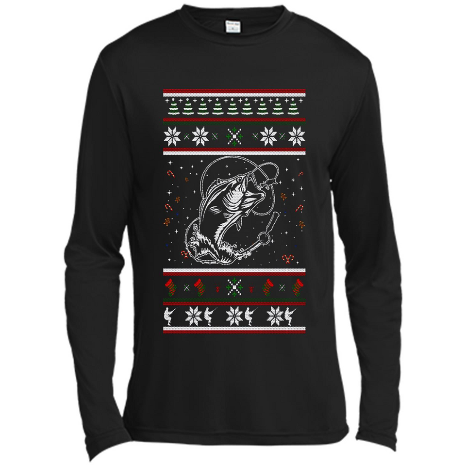 Christmas Ugly Sweater Fishing Ugly Christmas Sweater - Canvas Long Sleeve T-Shirt