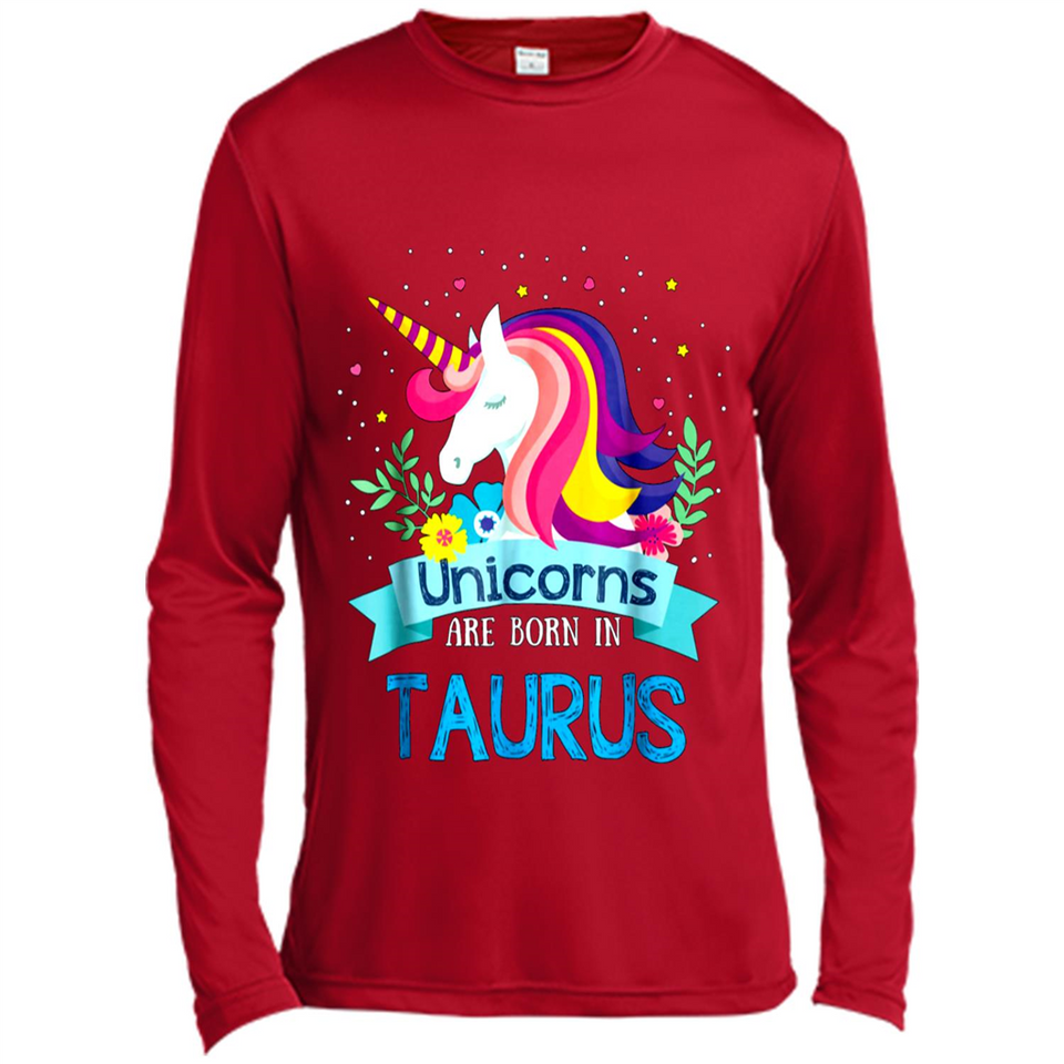 Unicorns are born in Taurus Birthday Rainbow Gift Ladies Custom