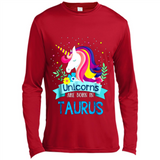 Unicorns are born in Taurus Birthday Rainbow Gift Ladies Custom