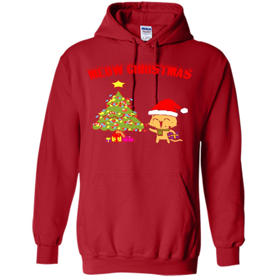 Meow merry christmas- cat and pine merry christmas - Hoodie