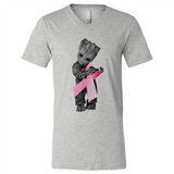 Groot Hug Breast Cancer - Canvas Unisex V-Neck