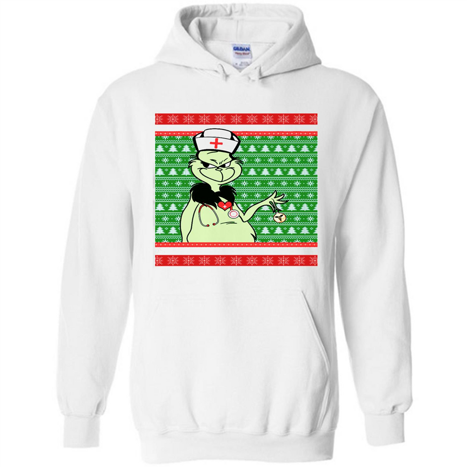 Grinch Nurse Ugly Christmas Sporty T-Shirt PINGPONG - Hoodie