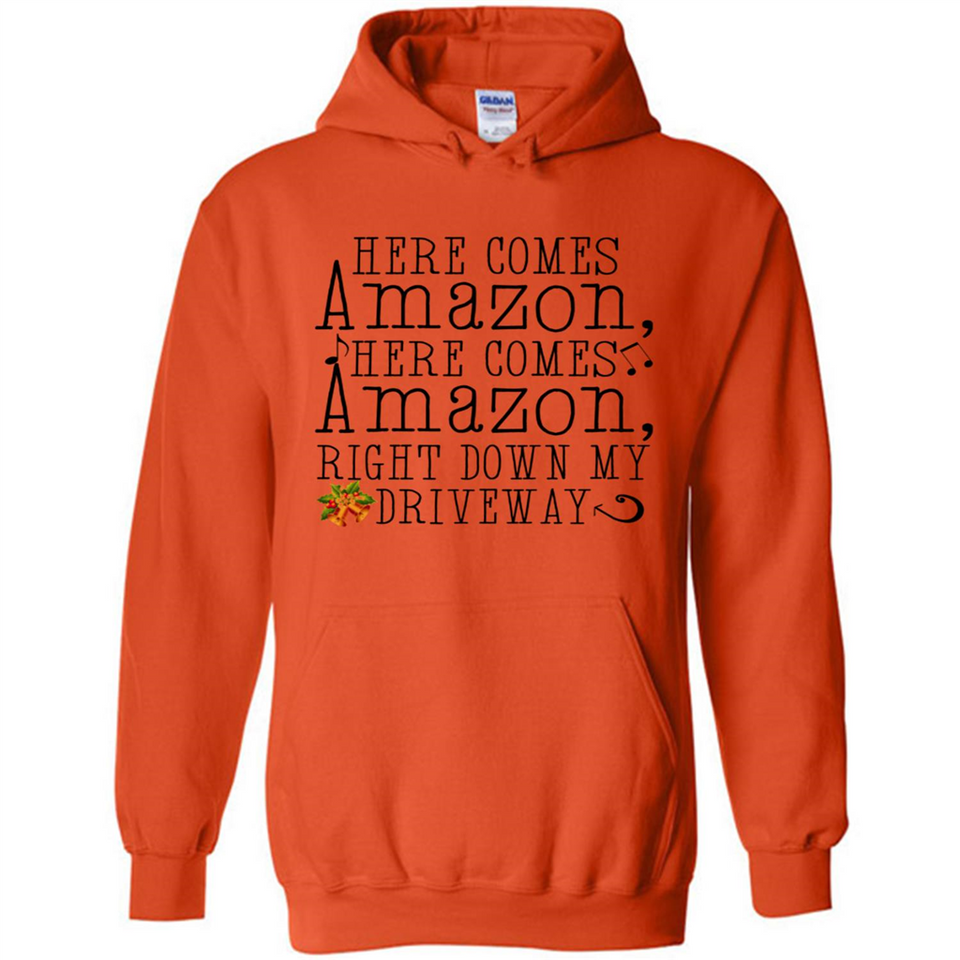Here Comes Amazon Right Down My Driveway Christmas - Hoodie
