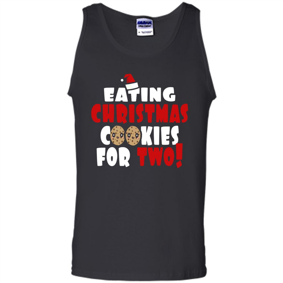 Womens Funny Eating Christmas Cookies For Two Pregnancy - Tank Top