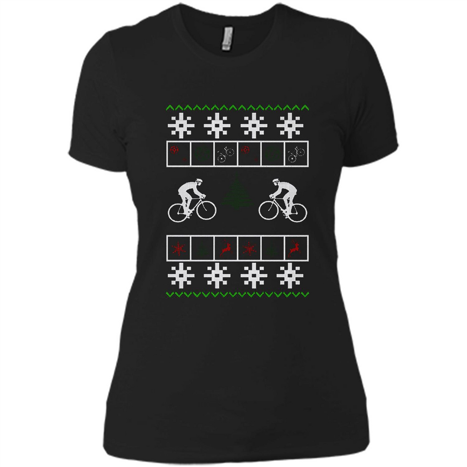 Christmas Ugly Sweater Cycling - Best Ugly Christmas Sweater - Ladies' Boyfriend T-Shirt