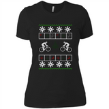 Christmas Ugly Sweater Cycling - Best Ugly Christmas Sweater - Ladies' Boyfriend T-Shirt