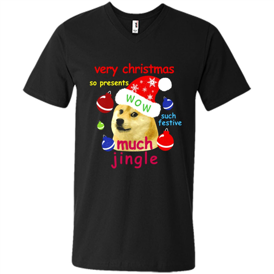 Christmas Doge Meme Shirts Funny Santa Shiba Inu Dog - Men's V-Neck