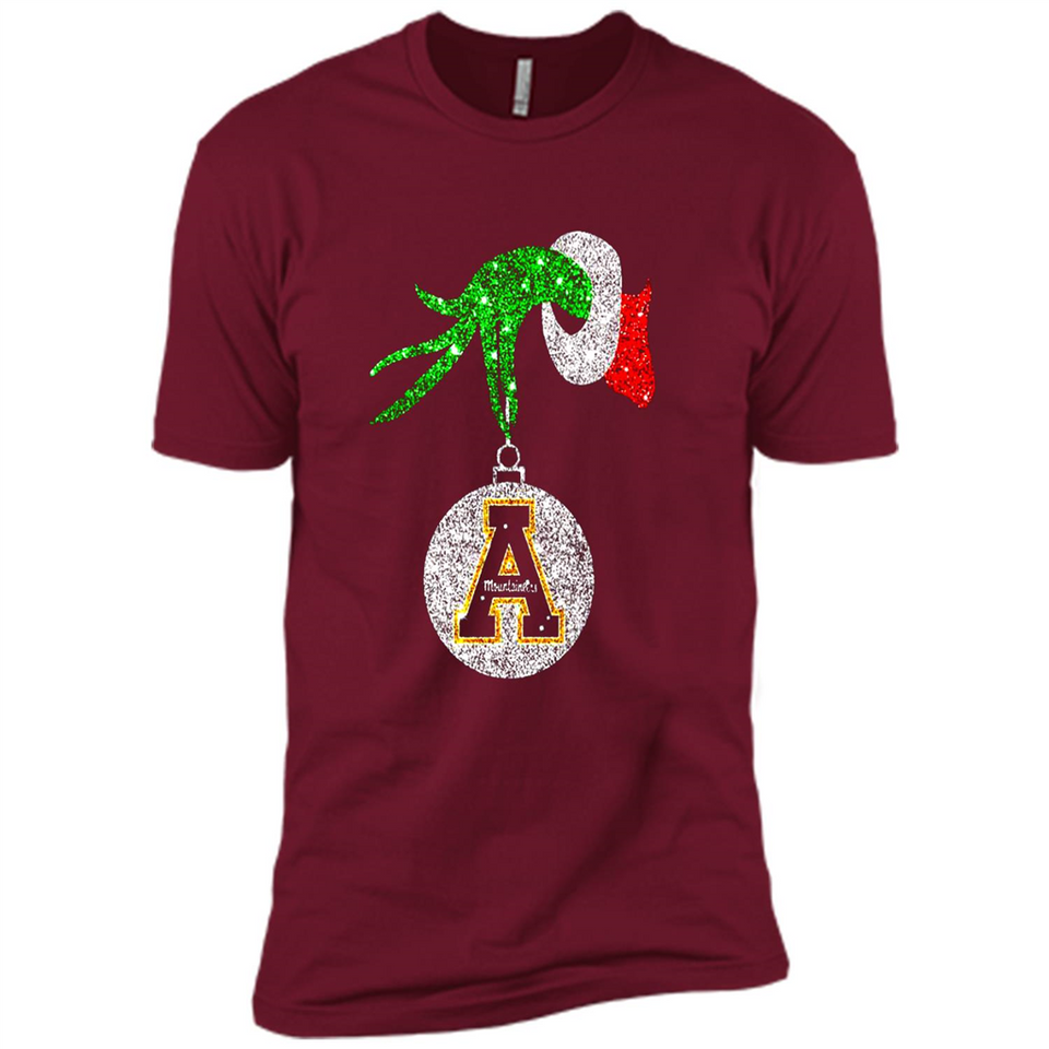Funny Appalachian State Mountaineers Glitter Grinch Monogram Ornament Christmá - Premium Short Sleeve T-Shirt