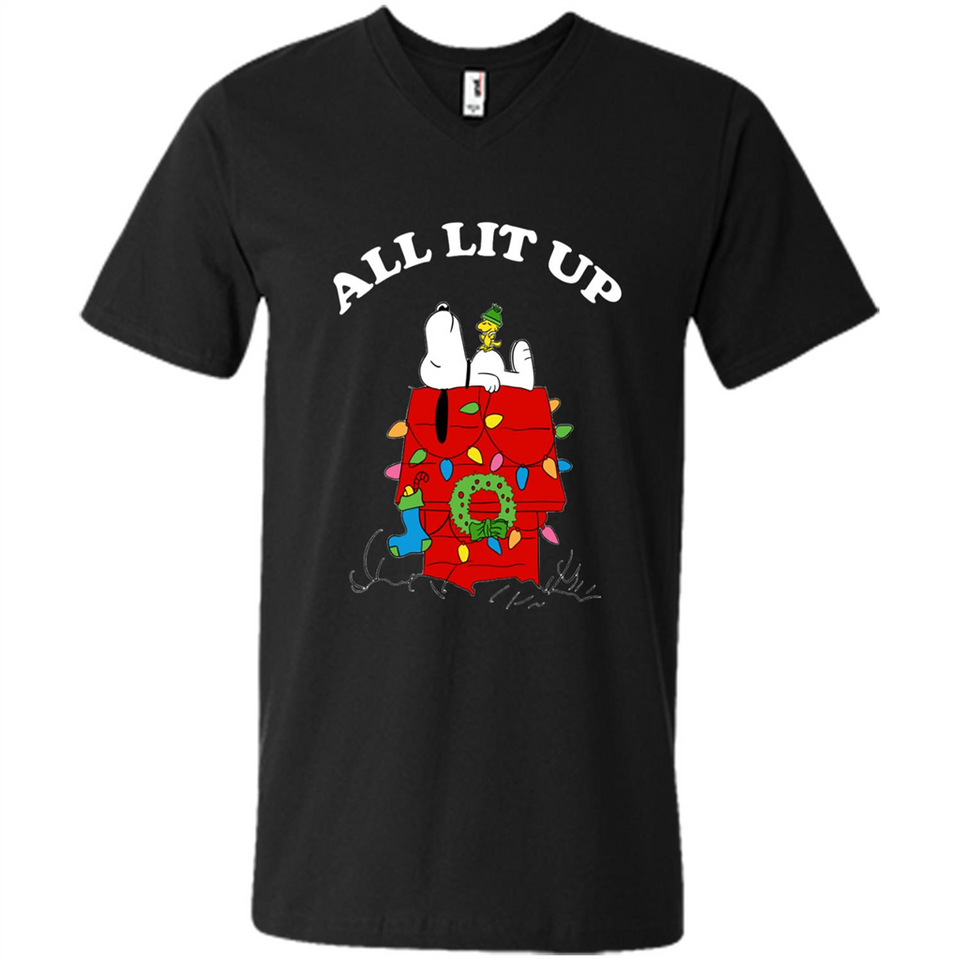 Peanuts By Schulz Snoopy Young Men_s Christmas SweatShirt - Men's V-Neck