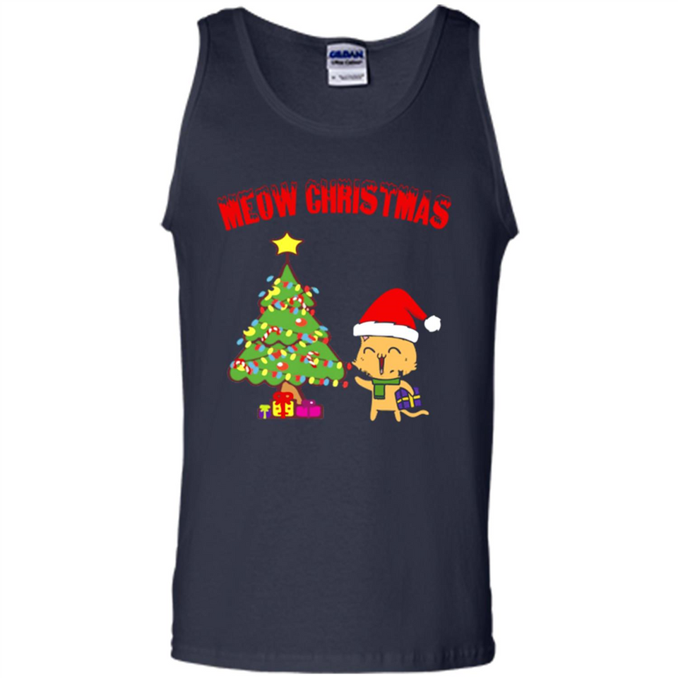 Meow merry christmas- cat and pine merry christmas - Tank Top