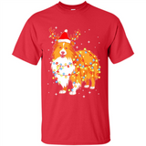 Christmas Lights Shetland Sheepdog Wearing Santa Hat Funny Xmas - Shirt