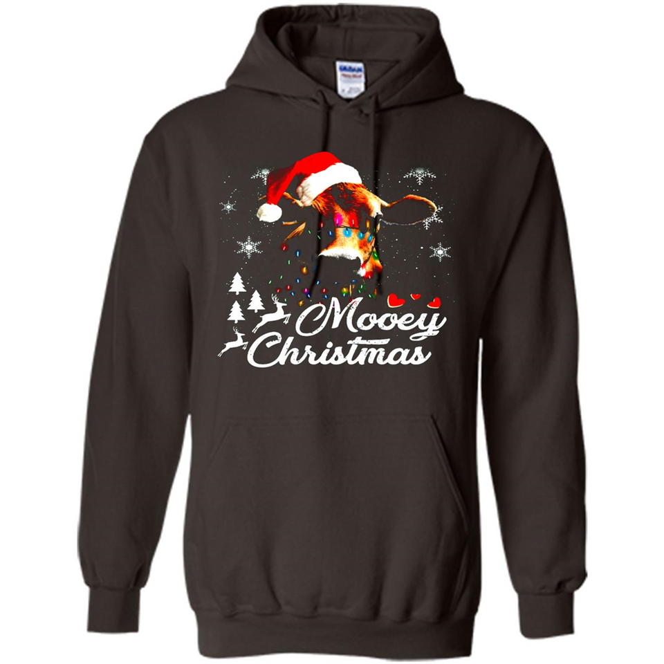 Mooey Christmas Cow Santa Christmas Lover Lights Sweatshirt - Hoodie