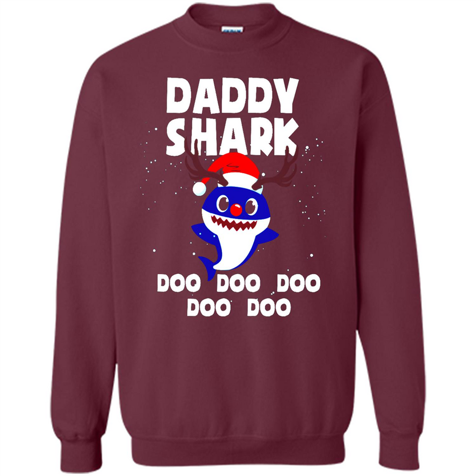 Daddy Shark Costume Reindeer Funny Christmas T-Shirt - Sweatshirt