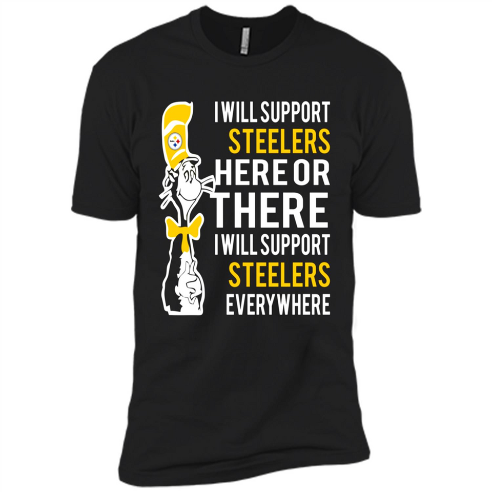 Shirt For Dr Seuss Cat And Pittsburgh Steelers Fans - Premium Short Sleeve T-Shirt