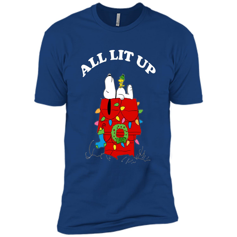 Peanuts By Schulz Snoopy Young Men_s Christmas SweatShirt - Premium Short Sleeve T-Shirt