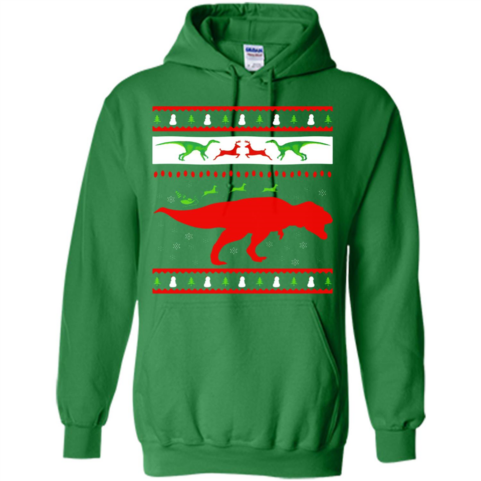 Dinosaur and Santa Clause Ugly Christmas Sweater - Hoodie