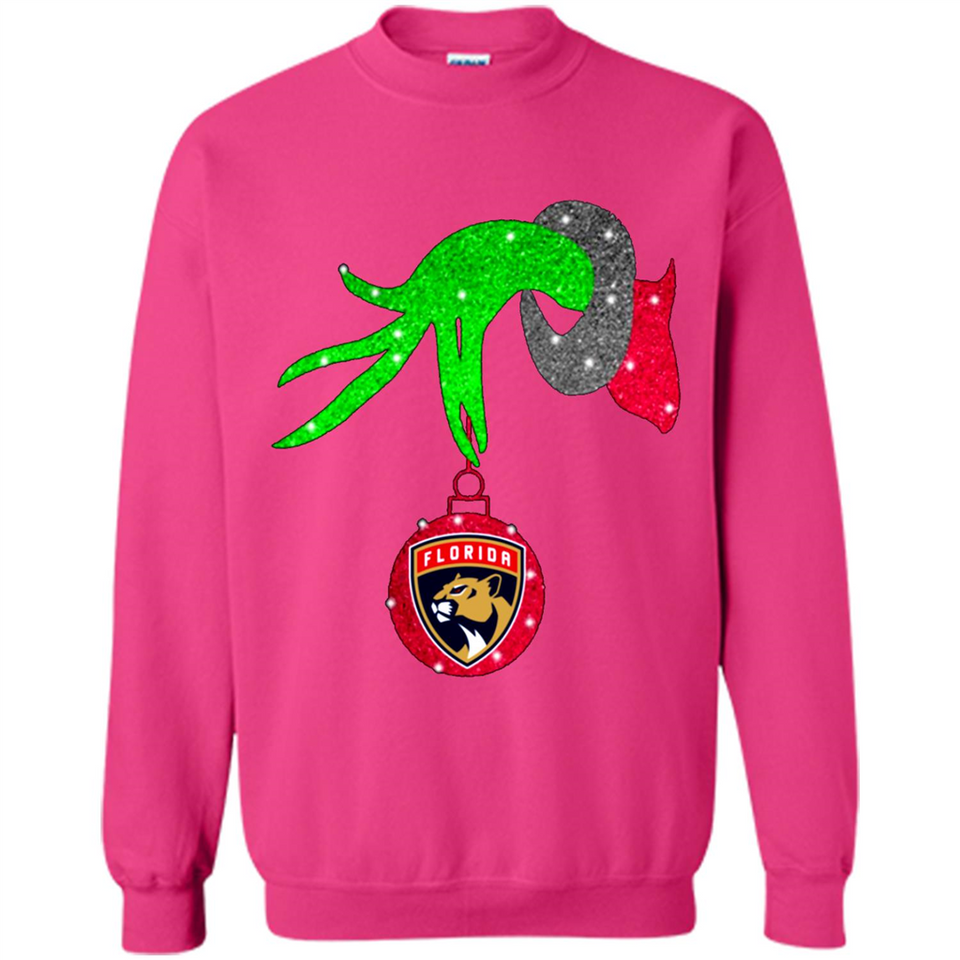 GRINCH HAND HOLDING FLORIDA PANTHERS GLITTER CHRISTMAS PINGPONG