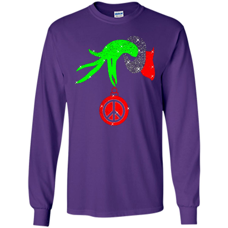 Christmas The Grinch Hand Holding Hippie Ornament - Long Sleeve T-Shirt