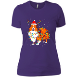 Christmas Lights Shetland Sheepdog Wearing Santa Hat Funny Xmas Mug - Ladies' Boyfriend T-Shirt