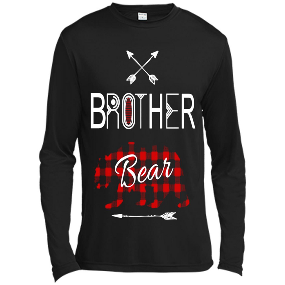 Brother Shirt Buffalo Plaid Family Camping Bear Tee - Canvas Long Sleeve T-Shirt