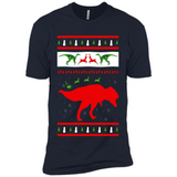 Dinosaur and Santa Clause Ugly Christmas Sweater - Premium Short Sleeve T-Shirt