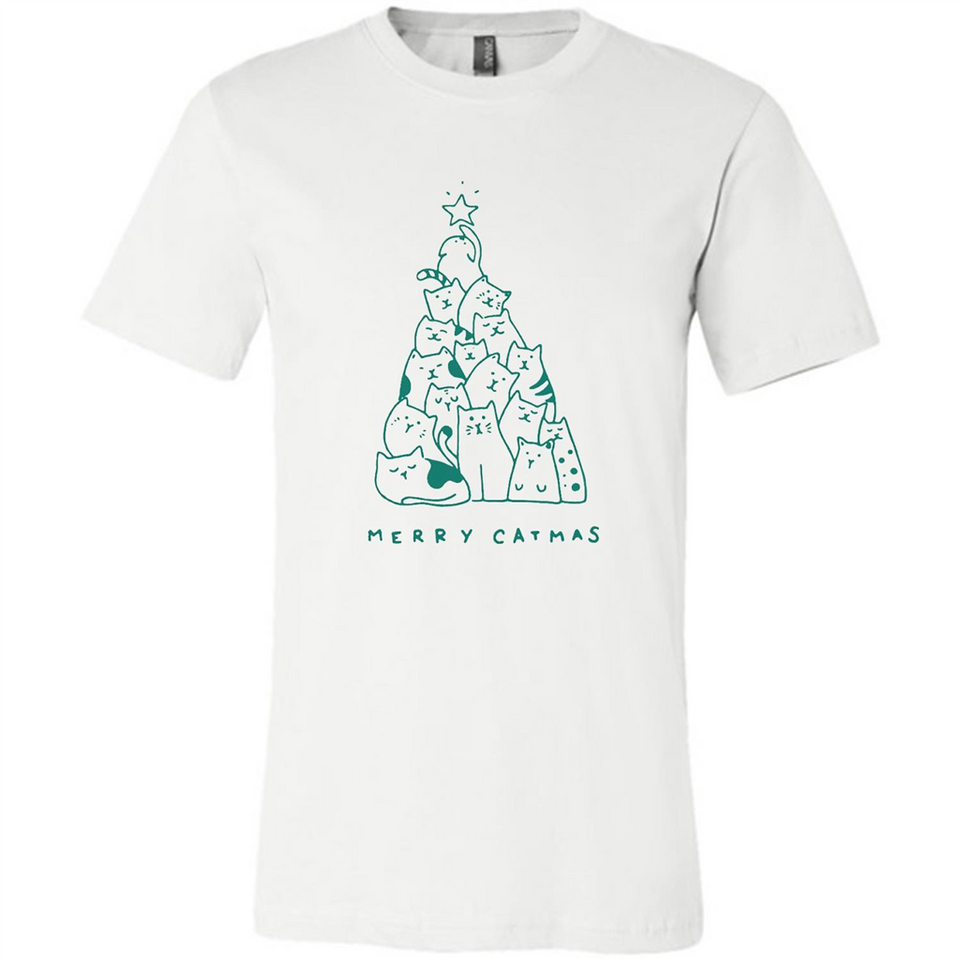 Merry Catmas Funny Cat Christmas Tree Sweatshirt - Canvas Unisex T-Shirt