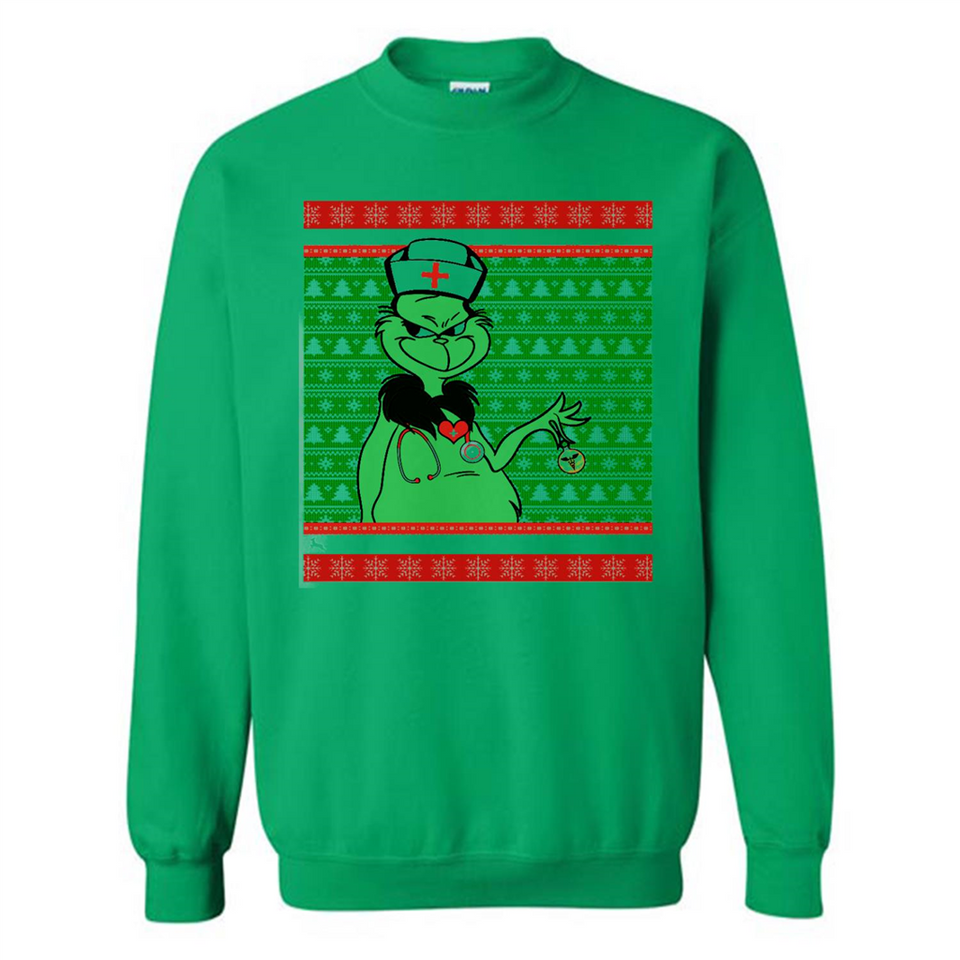 Grinch Nurse Ugly Christmas Sporty T-Shirt PINGPONG - Sweatshirt