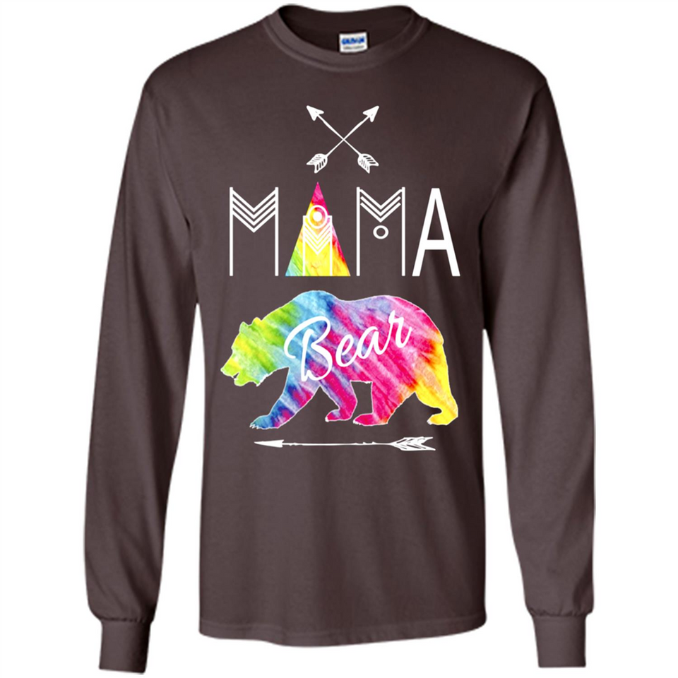 Mama Bear Shirt Tie Dye Family Vacation & Camping Tee - Long Sleeve T-Shirt