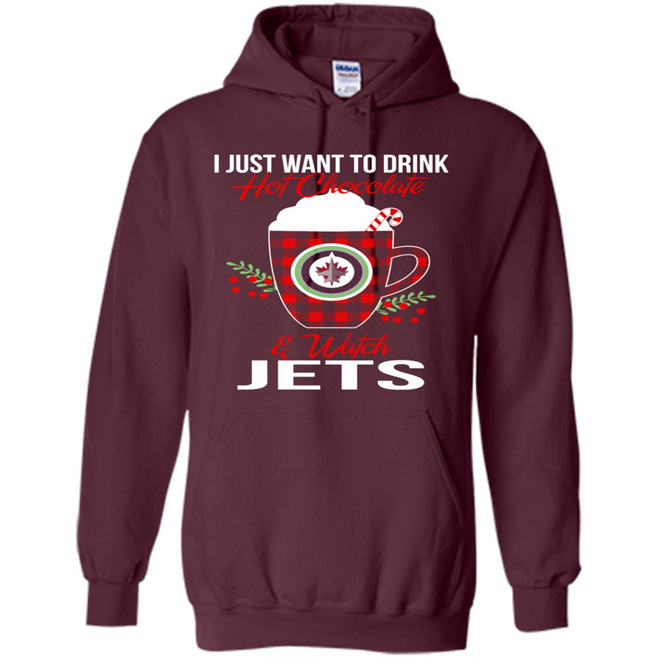 I Just Want To Drink Hot Chocolate & Watch Winnipeg Jets Ugly Christmas Sweater PINGPONG
