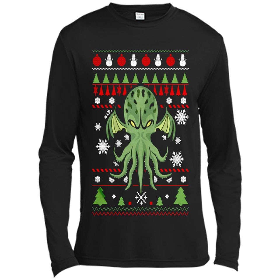 Octopus Ugly Sweater Christmas - Canvas Long Sleeve T-Shirt