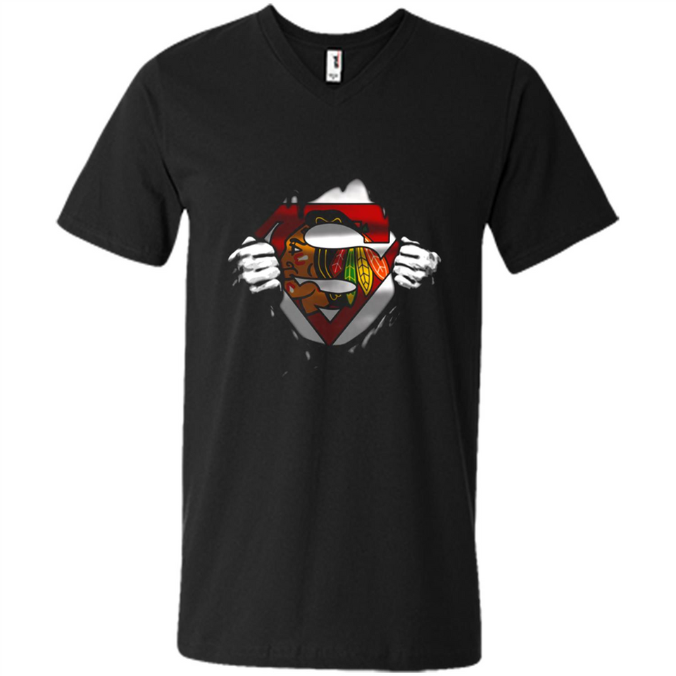 Chicago Blackhawks And Superman Fans - Men's V-Neck