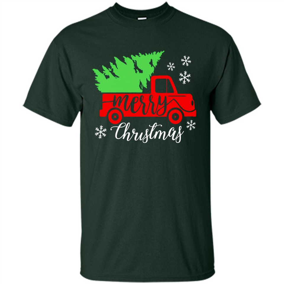Vintage Christmas Classic Truck T-Shirt with Snow and Tree