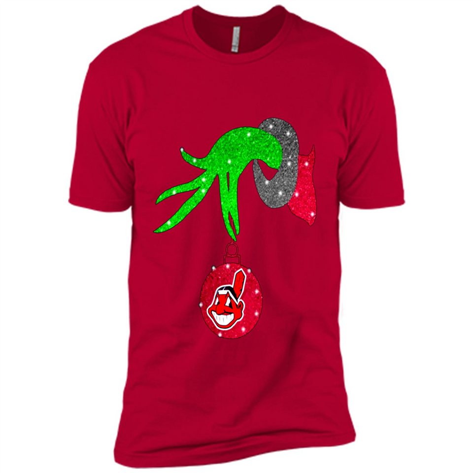 GRINCH HAND HOLDING CLEVELAND INDIANS GLITTER CHRISTMAS PINGPONG