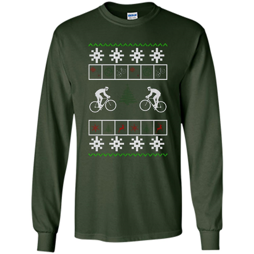 Christmas Ugly Sweater Cycling - Best Ugly Christmas Sweater - Long Sleeve T-Shirt