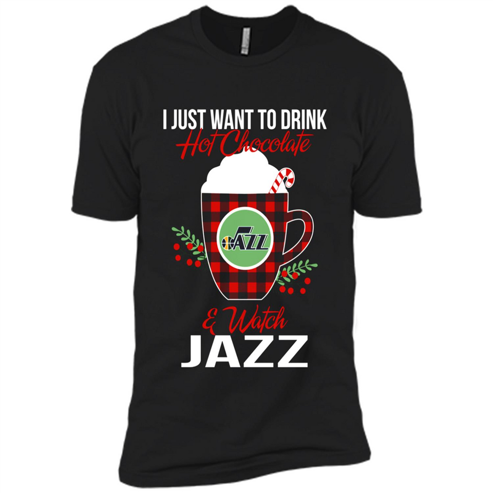 I Just Want To Drink Hot Chocolate & Watch Utah Jazz Ugly Christmas Sweater PINGPONG
