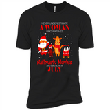 Never Underestimate A July Woman Watches Hallmark Movies Sweatshirt - Premium Short Sleeve T-Shirt