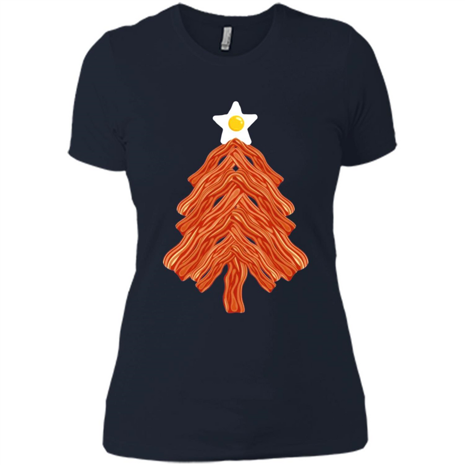 Bacon & Eggs Over Easy Fried Food Breakfast Xmas Tree Foodie - Ladies' Boyfriend T-Shirt