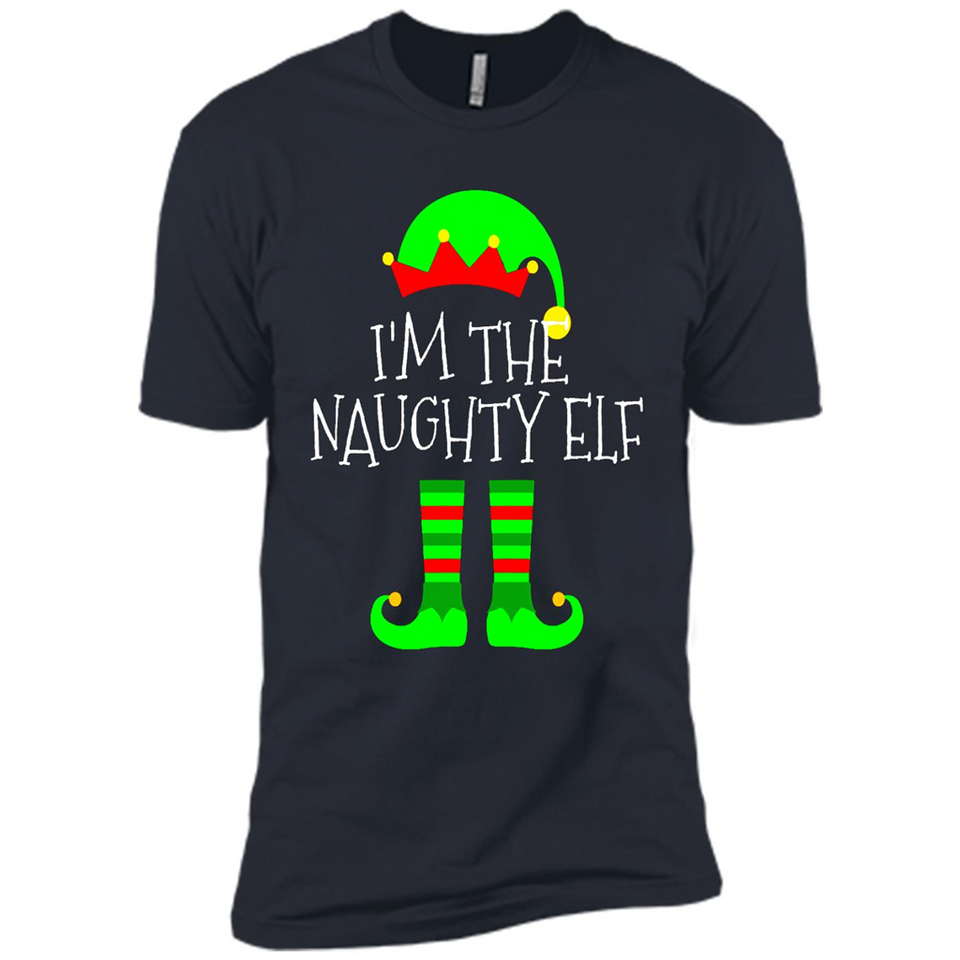 Matching Family Christmas Shirt Funny I'm The Naughty Elf Black mugs PINGPONG - Premium Short Sleeve T-Shirt