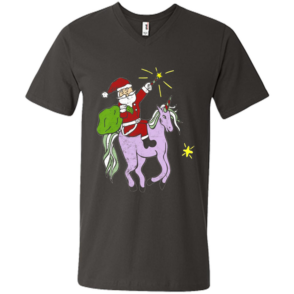 Distressed Retro Santa Riding Unicorn - Men's V-Neck