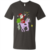 Distressed Retro Santa Riding Unicorn - Men's V-Neck