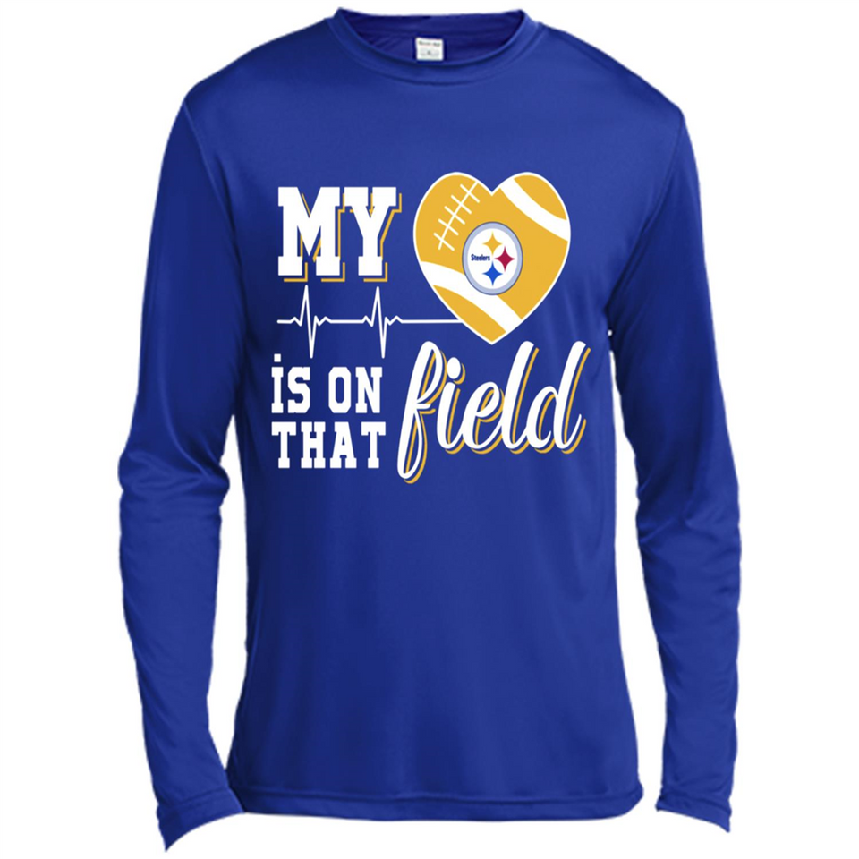 Pittsburgh Steelers Football My Heart is on that Field - Canvas Long Sleeve T-Shirt