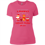 Never Underestimate A July Woman Watches Hallmark Movies Sweatshirt - Ladies' Boyfriend T-Shirt