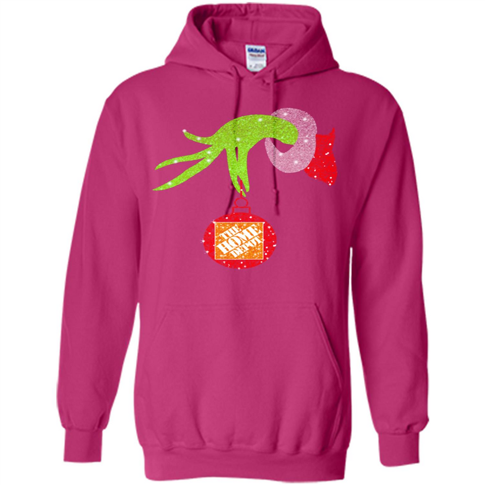 Grinch hand holding Logo HomeDepot Glitter Christmas - Hoodie
