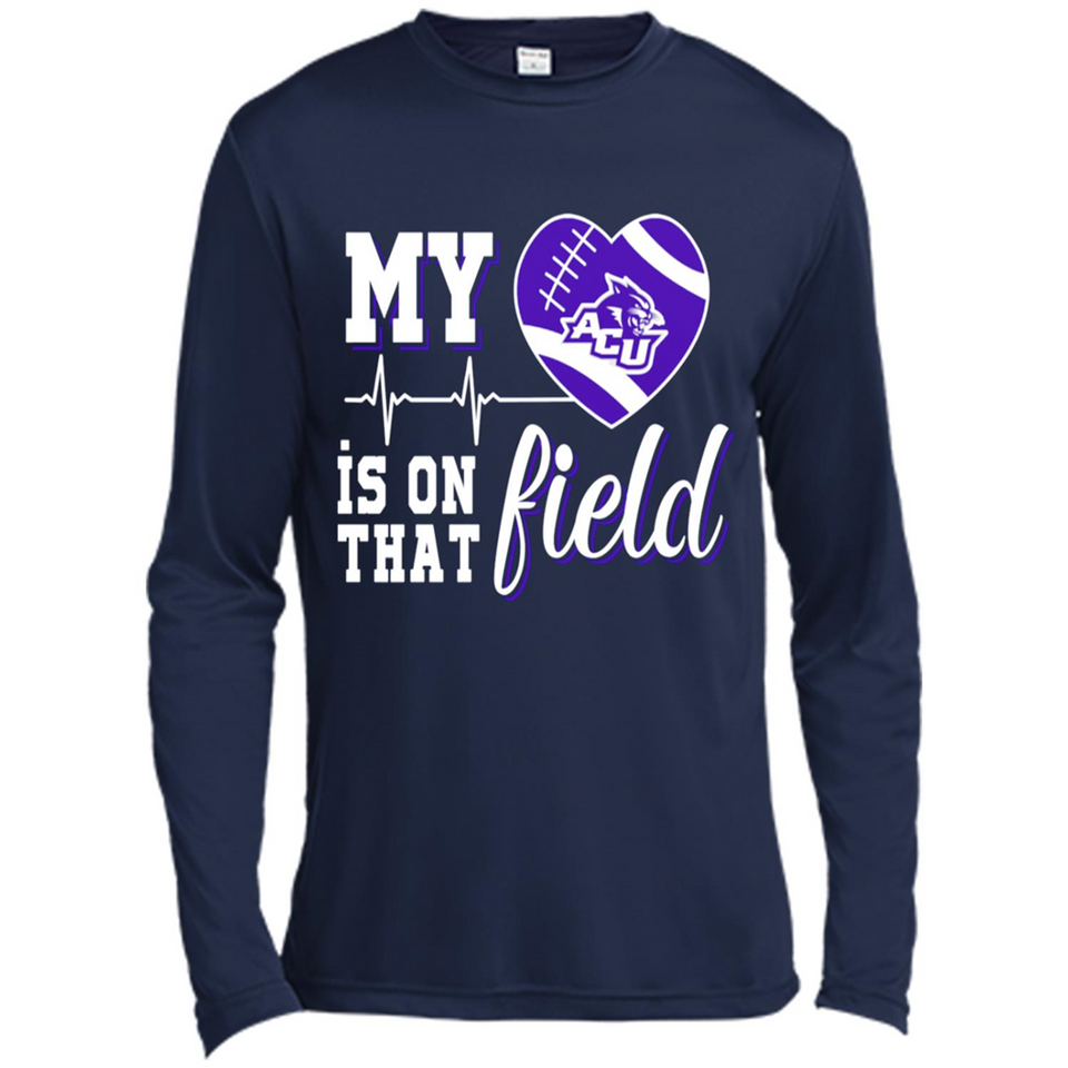 Abilene Christian Wildcats Football My Heart is on that Field - Canvas Long Sleeve T-Shirt