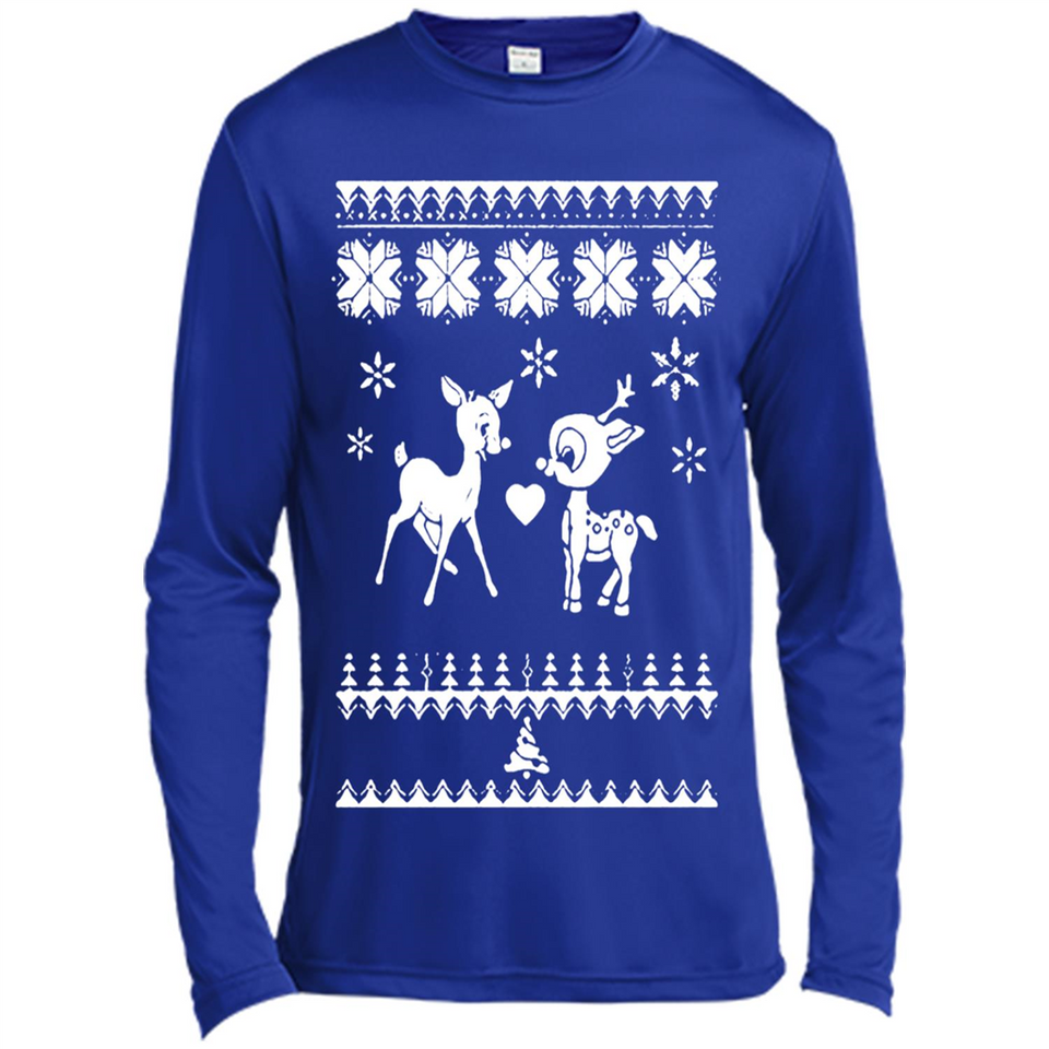 Rudolph and Clarice Ugly Christmas Sweater - Canvas Long Sleeve T-Shirt