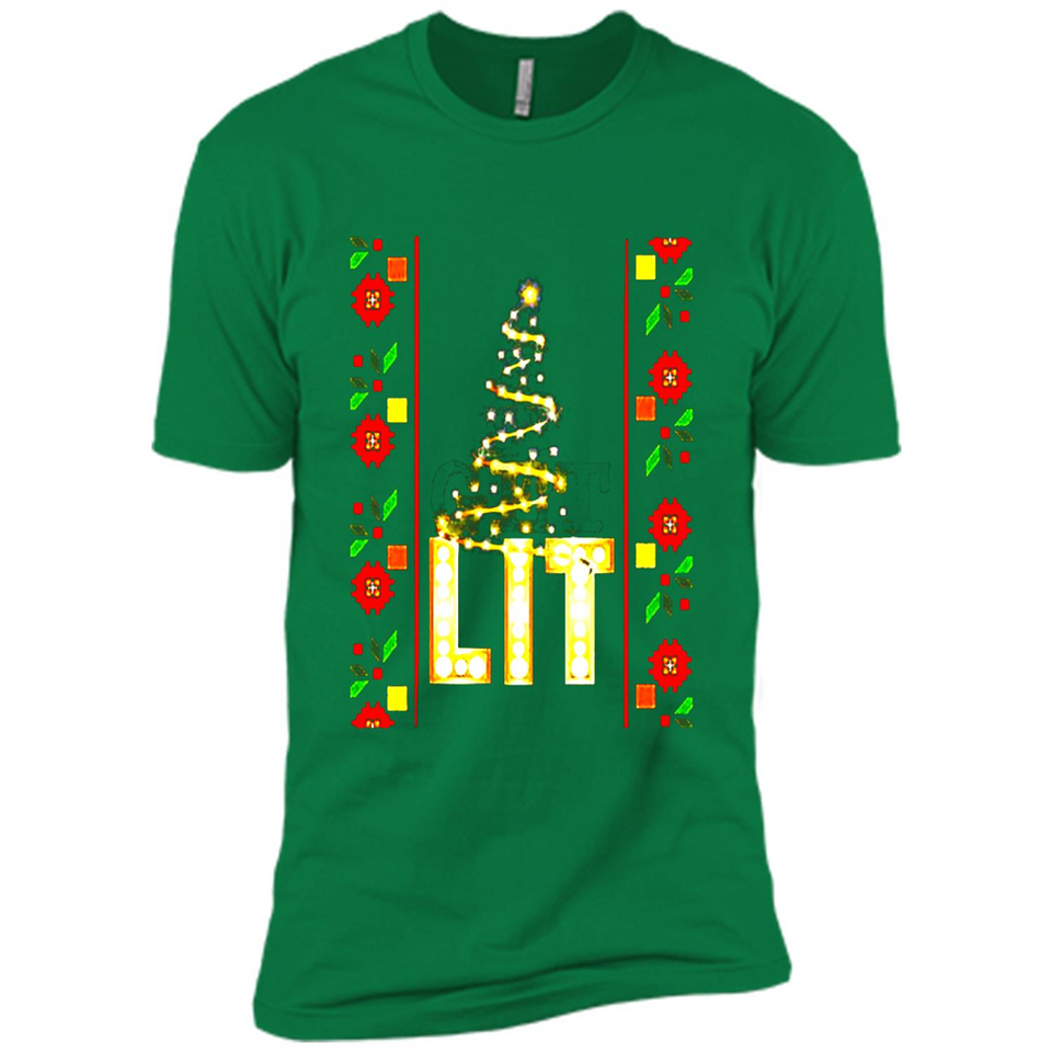 Funny Lets Get Lit Christmas Tree - Premium Short Sleeve T-Shirt