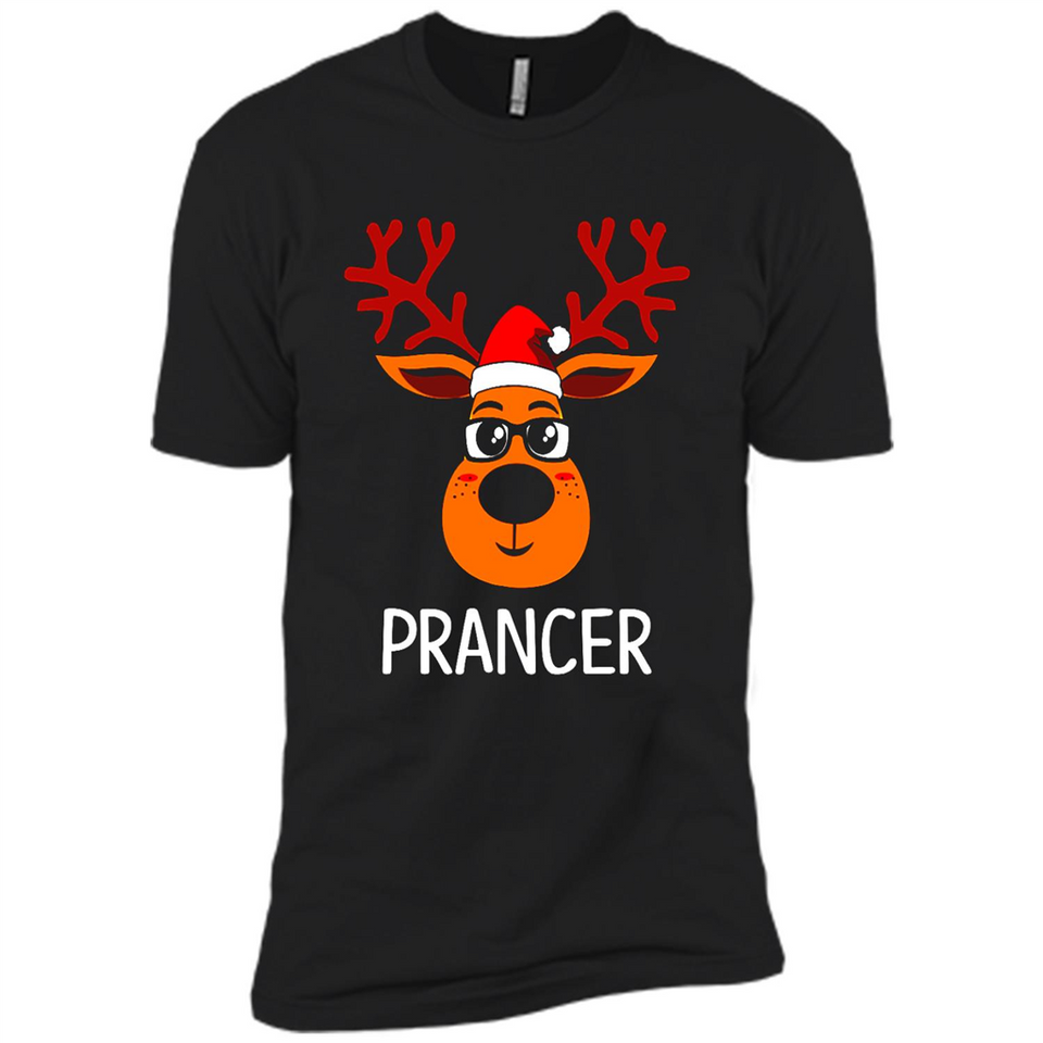 Prancer Reindeer Santa Claus Funny Xmas Holiday T-Shirt - Premium Short Sleeve T-Shirt