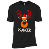 Prancer Reindeer Santa Claus Funny Xmas Holiday T-Shirt - Premium Short Sleeve T-Shirt